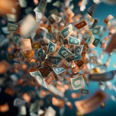 Joyful Payday with Scattered Money in Radial Pattern in Hospital or Clinic Interior