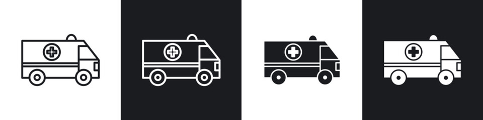 Ambulance line icon vector illustration set.