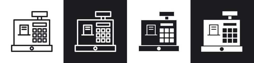Cash register line icon vector illustration set.