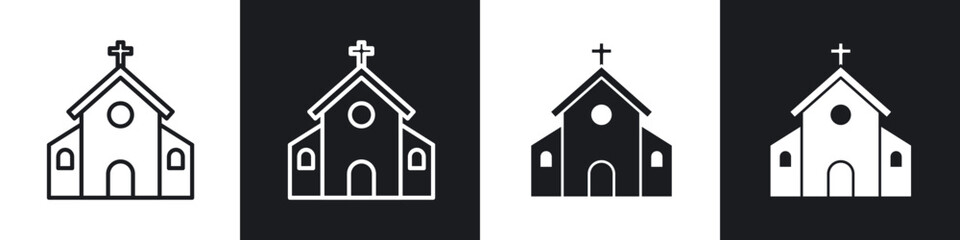 Church line icon vector illustration set.