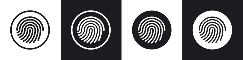 Fingerprint line icon vector illustration set.
