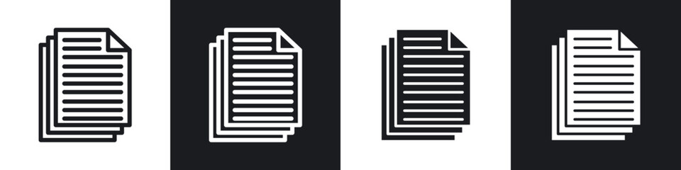 Document papers line icon vector illustration set.