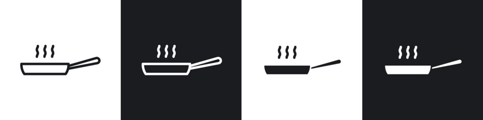 Frying pan line icon vector illustration set.