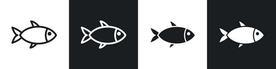 Obraz premium Fish line icon vector illustration set.