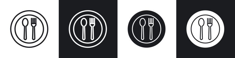 Canteen line icon vector illustration set.