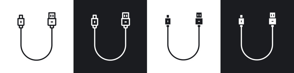 USB cable line icon vector illustration set.