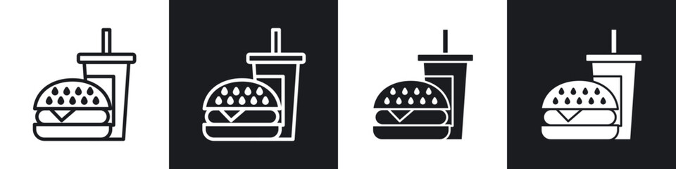 Fast food line icon vector illustration set.