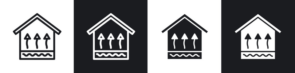 Underfloor heating line icon vector illustration set.
