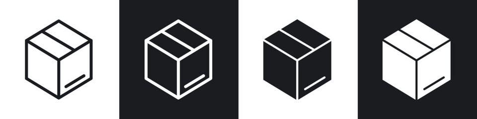 Boxes line icon vector illustration set.