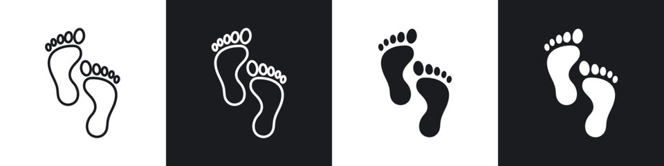 Footprint line icon vector illustration set.
