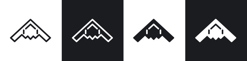 Stealth plane line icon vector illustration set.
