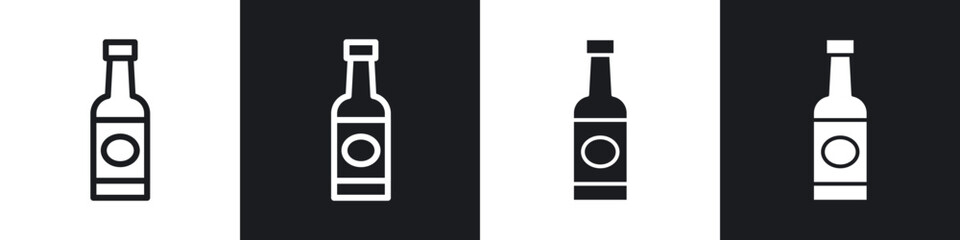 Sauce bottles line icon vector illustration set.