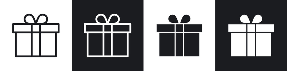 Present gift box line icon vector illustration set.