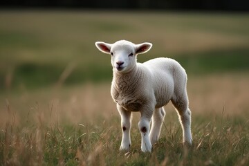 Fototapeta premium Digital Interpretation of a Gentle Lamb and Peaceful Field