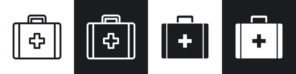 First aid box line icon vector illustration set.