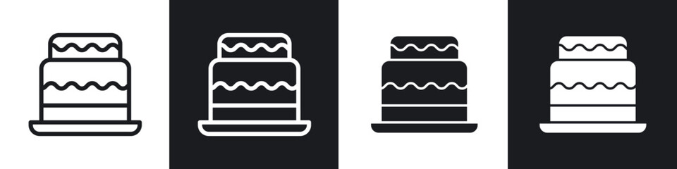 Cake line icon vector illustration set.
