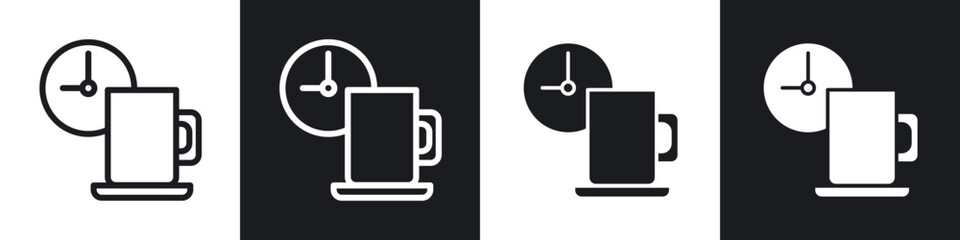 Coffee time line icon vector illustration set.