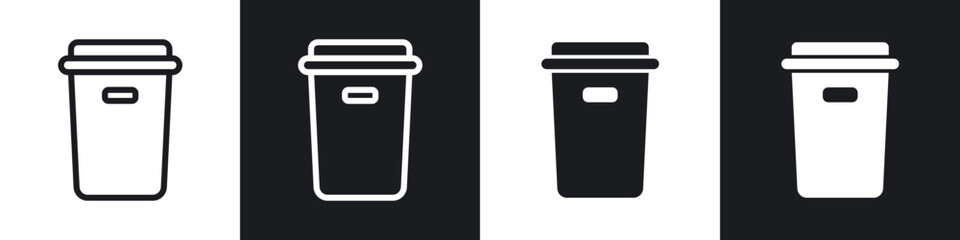 Waste Bin line icon vector illustration set.