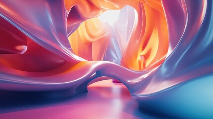 Obraz premium Abstract 3D Rendered Cave with Colorful Swirls