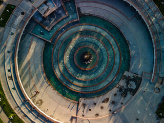 Aerial view of the fountain in the First President's Park in Almaty.