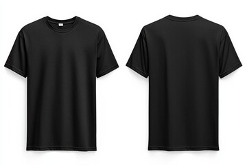 Naklejka premium Black Tshirt Mockup Front and Back Isolated created with Generative AI