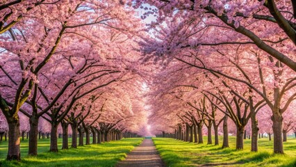Beautiful cherry blossom trees in full bloom during spring, cherry blossom, flowers, nature, spring, pink, petals, blooming