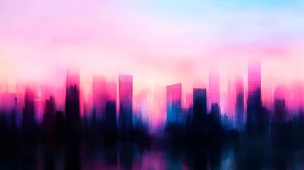 Fototapeta premium Ethereal Cityscape Enveloped in Dreamlike Luminous Haze at Twilight