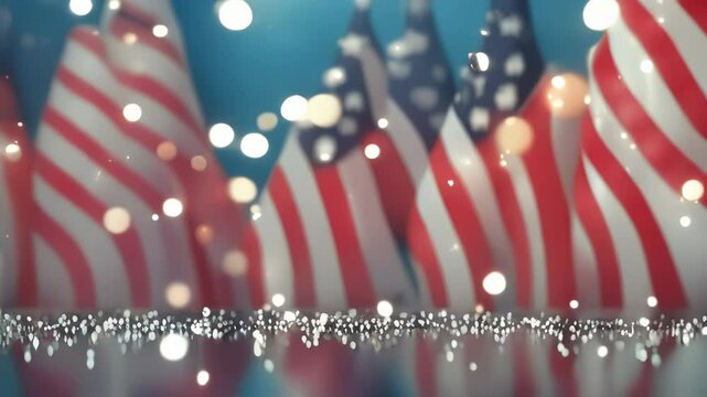 American Flag Background with Sparkles and Bokeh Effect