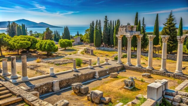 Ruins of the ancient Asklepieion on Kos Island, Greece , historical, archaeological site, South Aegean Region, ancient Greek