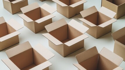 Opened cardboard boxes on a clean white background