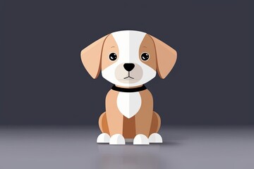 Adorable 3D Cartoon Puppy Illustration in Stylish Minimalist Design