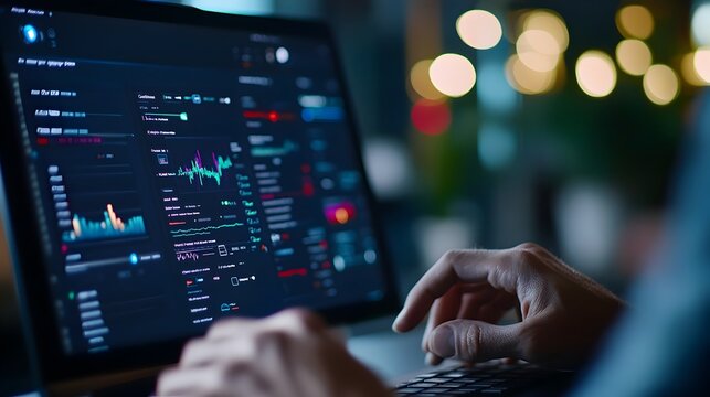 Developer Adjusting Website SEO Settings on Sleek High Contrast Dashboard for Search Engine Optimization