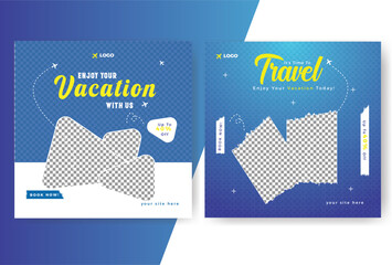 Travel and tour social media post banner template design