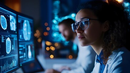 Virtual medical team collaborating on digital website development via video call in minimalist office