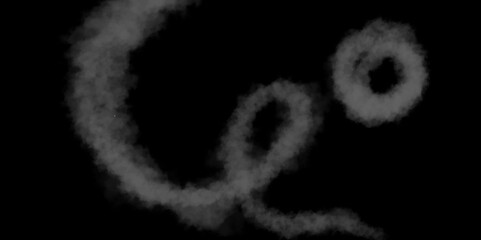 Fototapeta premium A set of four different types of swirling, writhing smoke, steam isolated on a black background for overlaying. White mist or smog background. Horizontal and vertical steam. Abstract smoky background