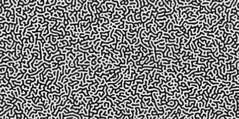 Generative algorithm psychedelic background. Reaction-diffusion or truing pattern formation. Abstract Doodles Pattern Vector Eccentric Psychedelic Grey Panoramic Background. 