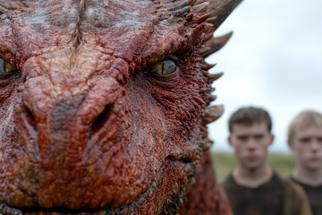 close-up of a large lizard with a menacing expression