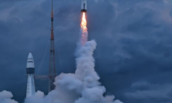 3D view of a rocket launching
