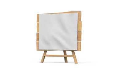 3d Rendering of an Empty Wooden Signpost/Notice Board