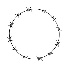 circular frame with barbed wire icon over white background, line style, vector illustration