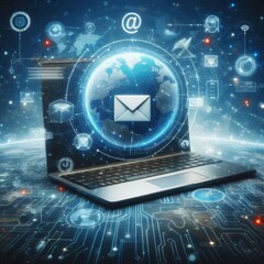 Email sending concept with an envelope symbolizing online communication