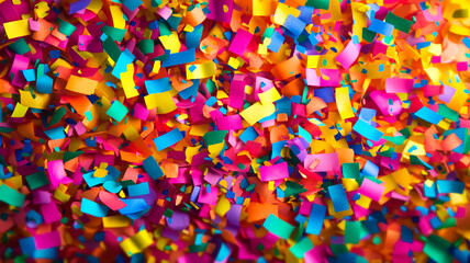 Colorful confetti scattered on a vibrant surface for festive celebrations and events