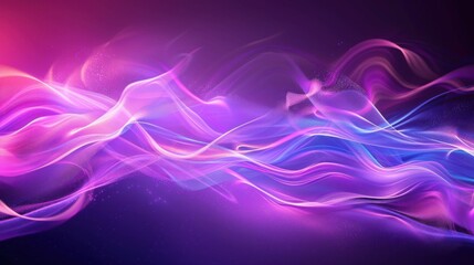 An abstract background featuring flowing neon waves in shades of purple, creating a vibrant and dynamic visual effect.

