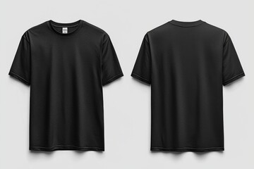 Black Tshirt Mockup Front and Back Isolated created with Generative AI