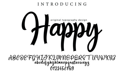 Happy Font Stylish brush painted an uppercase vector letters, alphabet, typeface