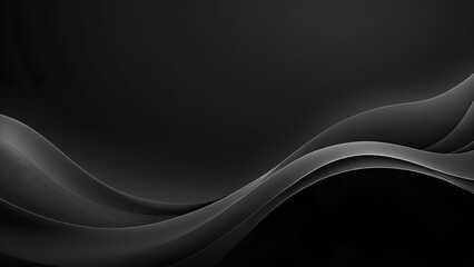 Black Gradient Background with Flowing Wave and Grain Texture Dark Monochrome Gradient Background with Gentle Wave Design