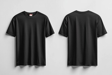 Black Tshirt Mockup Front and Back Isolated created with Generative AI