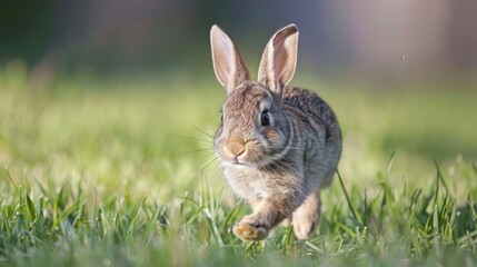 Fototapeta premium Cute Bunny Running in Grass
