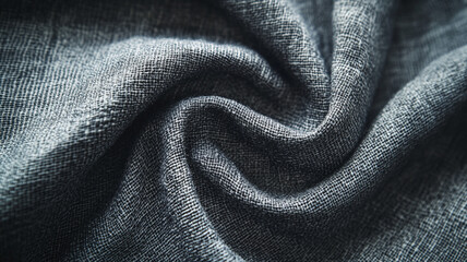 Fototapeta premium Close-up view of textured gray fabric with intricate woven patterns and soft draping qualities