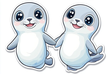 Fototapeta premium seal cute animals baby seals cartoon seals ocean animals marine life playful seals seal illustrations animal characters adorable seals wildlife art